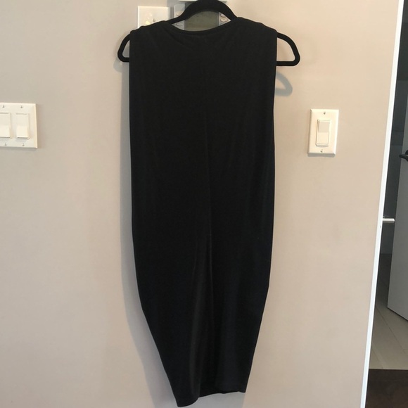 Helmut Lang Sync  Sleeveless Draped Jersey Dress in Black - Picture 5 of 8